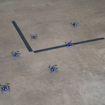 Drones sense and avoid obstacles and other drones in multiagent system