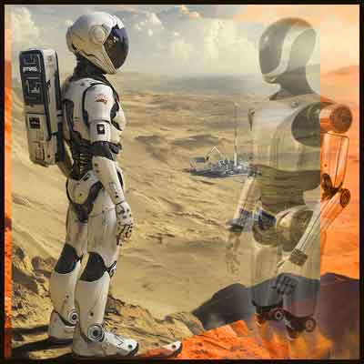Optimus robots on Mars, powered by Grok AI