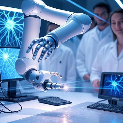 Soft robotic arm controlled by laser beams