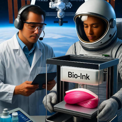 Printing muscle tissue in zero gravity
