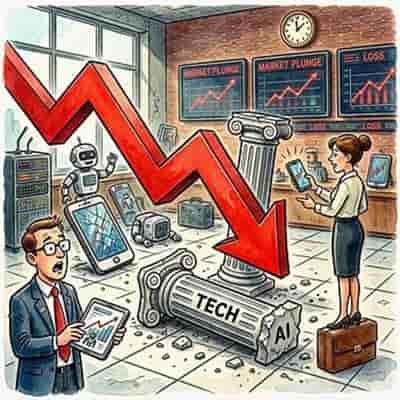 Stocks Fall on Tech Rout, Oil Surge
